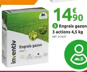 Mr Bricolage Inventiv engrais gazon 3 actions 4,5 kg offre