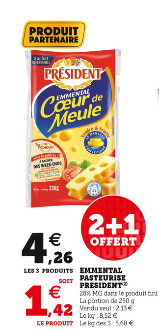 U Express Emmental pasteurise president offre