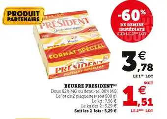 U Express Beurre president offre