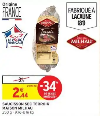 Intermarché Saucisson sec terroir maison milhau offre
