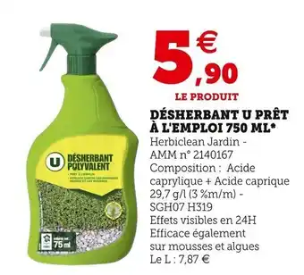 Super U Désherbant u prêt à l'emploi 750 ml offre