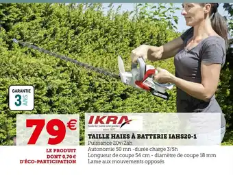 Super U Taille Haies à Batterie IAHS20-1 offre