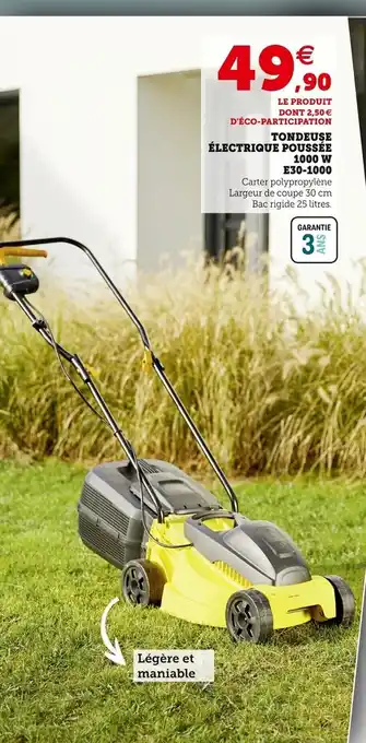 Super U Tondeuse Électrique Poussée 1000 W E30-1000 offre