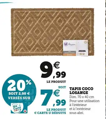 Super U Tapis Coco Losange offre