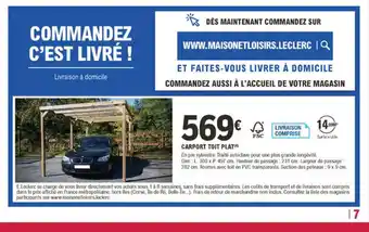 E.Leclerc Brico Carport Toit Plat offre