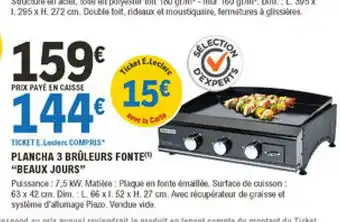 Plancha 3 Brûleurs Fonte "Beaux Jours"