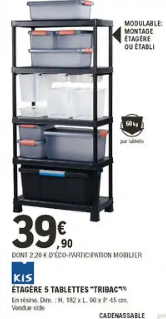 E.Leclerc Brico étagére 5 Tablettes "Tribac" offre