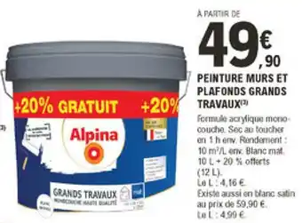 E.Leclerc Brico Peinture murs et plafonds grands travaux offre