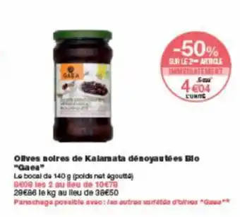Monoprix Olives boires de kalamata dénoyautées bio "gaea" offre