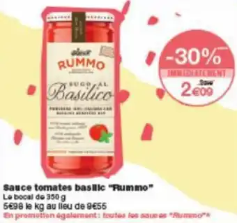 Monoprix Sauce tomates basilic "rummo" offre