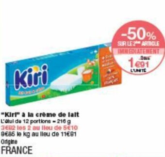 Monoprix "kiri" a la crème de lait offre