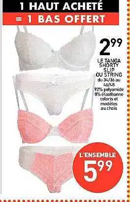 Stokomani Le Tanga Shorty Slip Ou String offre