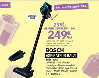 Proxi Confort Bosch Aspirateur Balai offre