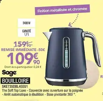 Proxi Confort Bouilloire Sage offre