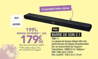 Proxi Confort Barre De Son 2.1 Tcl offre