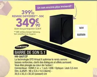 Proxi Confort Barre De Son 5.0 Samsung offre