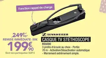 Proxi Confort Casque Tv Stéthoscope Sennheiser offre