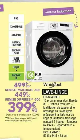 Proxi Confort Lave-linge Whirlpool offre