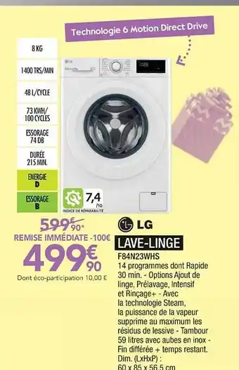 Proxi Confort Lave-linge Lg offre