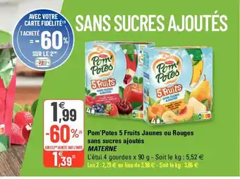 G20 Pom'Potes 5 Fruits Jaunes Ou Rouges offre