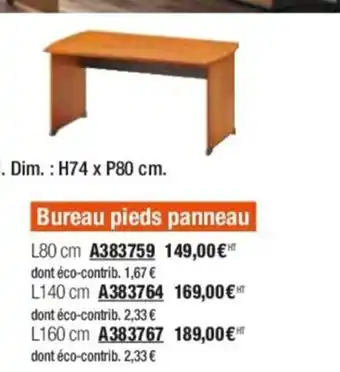 Bureau pieds panneau
