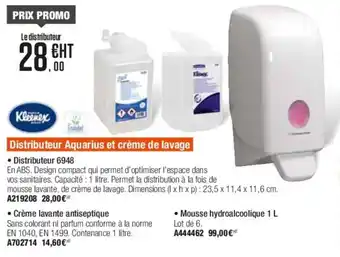Calipage Distributeur Aquarius et crème de lavage offre