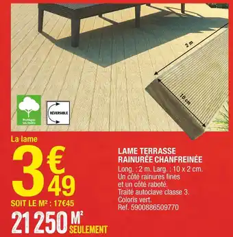Brico Dépôt Lame terrasse rainurée chanfreinée offre