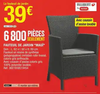 Brico Dépôt Allibert fauteuil de jardin "mauï" offre