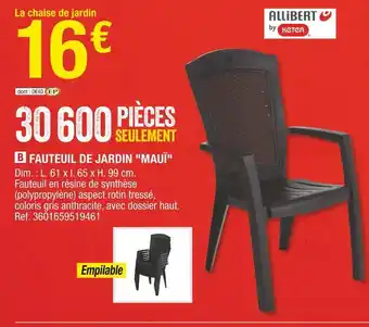 Brico Dépôt Allibert fauteuil de jardin "mauï" offre