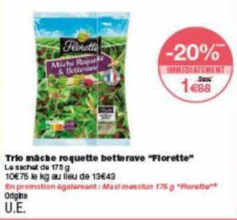 Monoprix Trio mâche roquette betterave "florette" offre