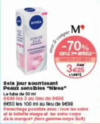 Monoprix Soin jour nouttissant peaux sensibles offre