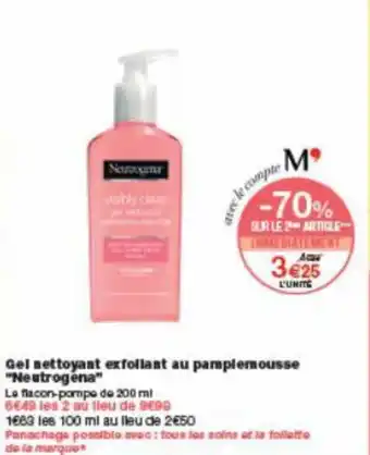 Monoprix Gel nettoyant exfollant au pampiemousse offre