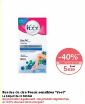 Monoprix Bandes de cire peaux sensibles "veet" offre