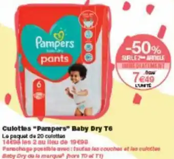 Monoprix Culottes "pampers" baby dry T6 offre