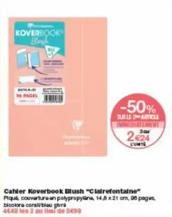 Monoprix Cahier koverbook blush offre