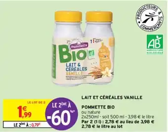 Intermarché Express Lait et Céréales Vanille Pommette Bio offre