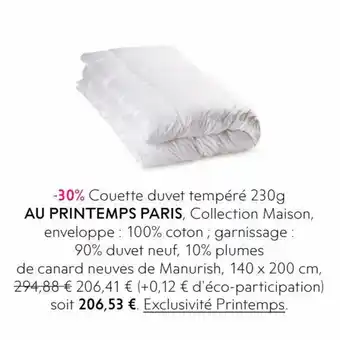 Couette duvet tempéré