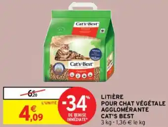 Intermarché Express Litière pour chat végétale agglomerante cat's best offre
