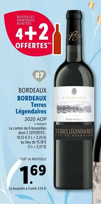 Lidl Bordeaux terres légendaires offre