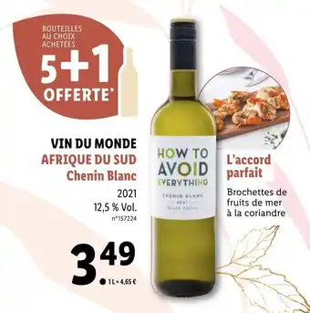 Lidl Afrique du sud chenin blanc offre