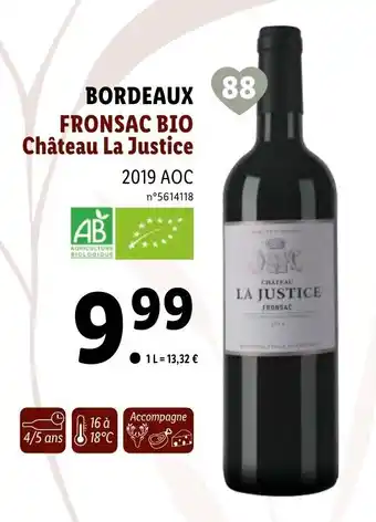 Lidl Fronsac Bio Château La Justice offre