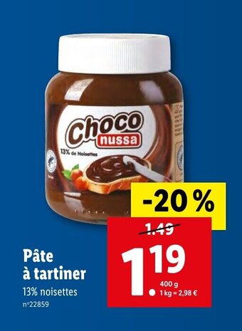 Lidl Pâte à Tartiner offre