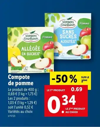 Lidl Compote de Pomme offre