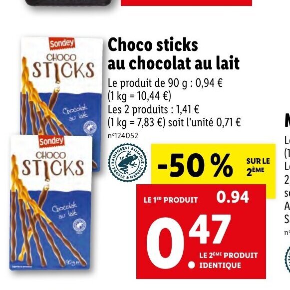 Promo Choco Sticks Au Chocolat Au Lait chez Lidl