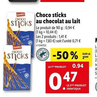 Lidl Choco Sticks Au Chocolat Au Lait offre