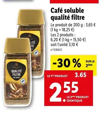 Lidl Café Soluble Qualité Filtre offre