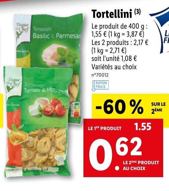 Promo Tortellini chez Lidl