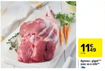 Carrefour Agneau : gigot avec os à rôtir offre