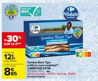 Carrefour Gambas Black Tiger Entiéres Crues Surgelées Carrefour Extra offre