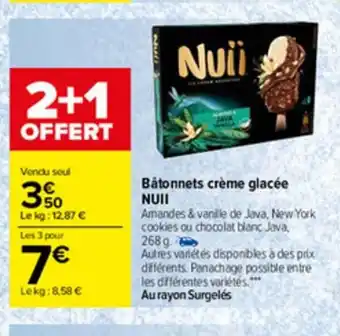 Carrefour Batonnetes Créme Glacée Nuii offre